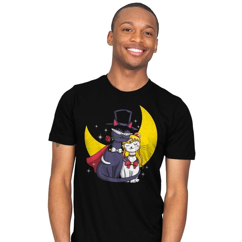 Moonlight Cats - Mens T-Shirts RIPT Apparel Small / Black
