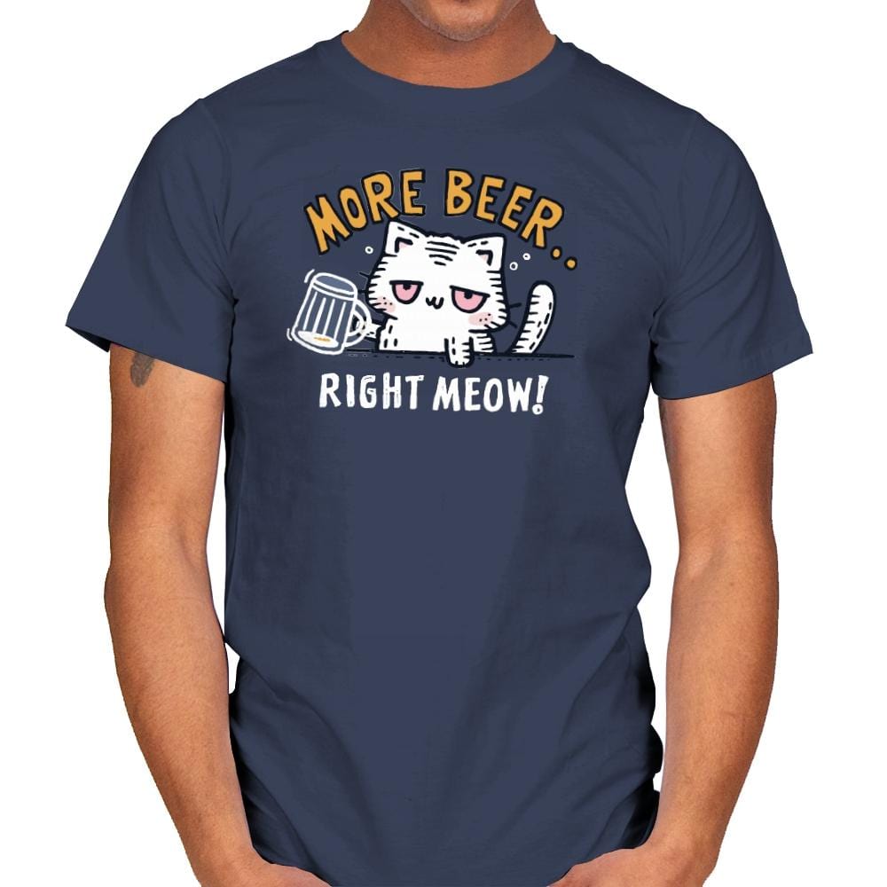More Beer Right Meow - Mens T-Shirts RIPT Apparel Small / Navy