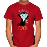 Mornings Suck - Mens T-Shirts RIPT Apparel Small / Red