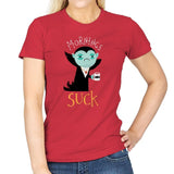 Mornings Suck - Womens T-Shirts RIPT Apparel Small / Red