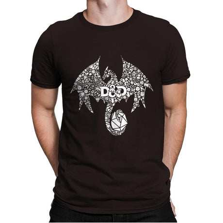 Mosaic Dragon - Mens Premium T-Shirts RIPT Apparel Small / Dark Chocolate