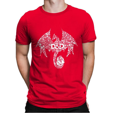 Mosaic Dragon - Mens Premium T-Shirts RIPT Apparel Small / Red