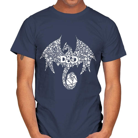 Mosaic Dragon - Mens T-Shirts RIPT Apparel Small / Navy