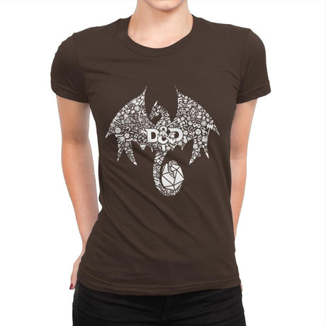 Mosaic Dragon - Womens Premium T-Shirts RIPT Apparel Small / Dark Chocolate