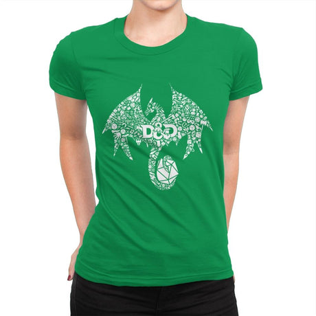 Mosaic Dragon - Womens Premium T-Shirts RIPT Apparel Small / Kelly Green