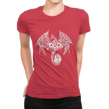 Mosaic Dragon - Womens Premium T-Shirts RIPT Apparel Small / Red