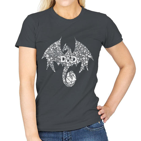Mosaic Dragon - Womens T-Shirts RIPT Apparel Small / Charcoal