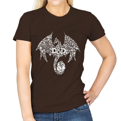 Mosaic Dragon - Womens T-Shirts RIPT Apparel Small / Dark Chocolate
