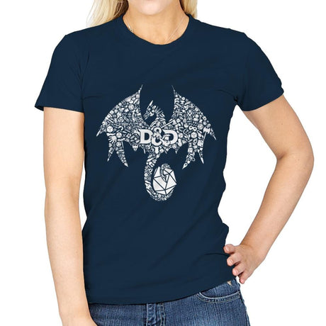 Mosaic Dragon - Womens T-Shirts RIPT Apparel Small / Navy