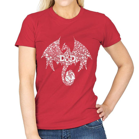 Mosaic Dragon - Womens T-Shirts RIPT Apparel Small / Red