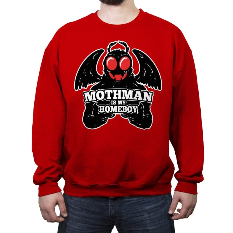 Mothman is my Homeboy - Crew Neck Sweatshirt Crew Neck Sweatshirt RIPT Apparel Small / Red