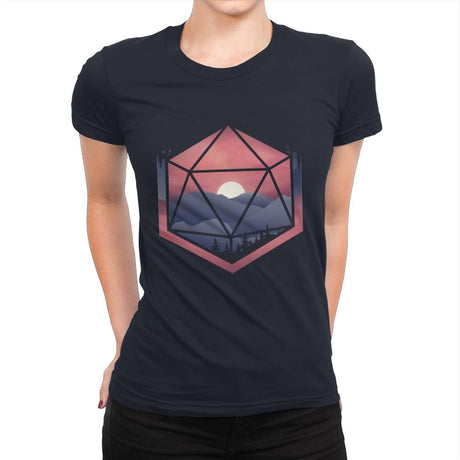 Mountain d20 - Womens Premium T-Shirts RIPT Apparel Small / Midnight Navy