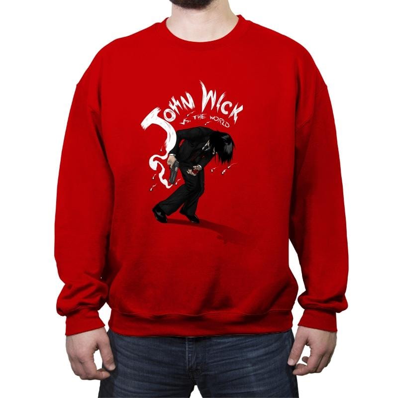 Mr. Wick vs the World - Crew Neck Sweatshirt Crew Neck Sweatshirt RIPT Apparel Small / Red