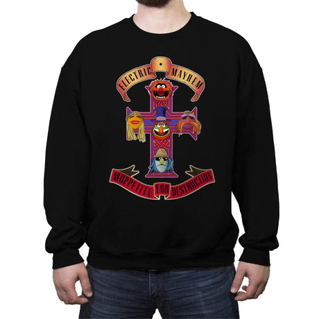 Muppetite For Destruction - Crew Neck Sweatshirt Crew Neck Sweatshirt RIPT Apparel Small / Black