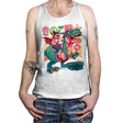 Mushroom Warrior & Dinosaur - Tanktop Tanktop RIPT Apparel X-Small / White