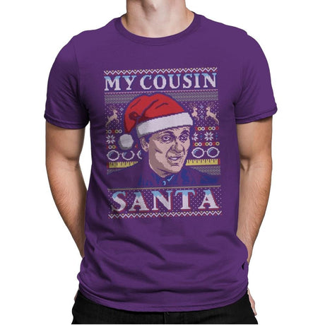 My Cousin Santa - Ugly Holiday - Mens Premium T-Shirts RIPT Apparel Small / Purple Rush