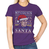 My Cousin Santa - Ugly Holiday - Womens T-Shirts RIPT Apparel Small / Purple