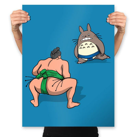 My Sumo Wrestler Neighbor - Prints Posters RIPT Apparel 18x24 / Sapphire
