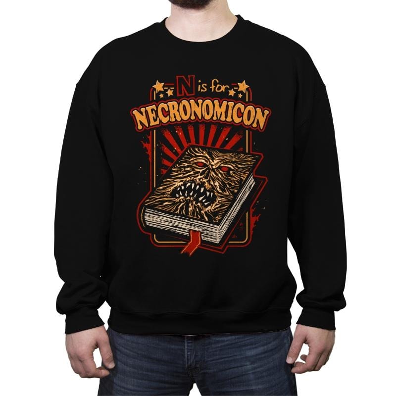 N is for Necronomicon - Crew Neck Sweatshirt Crew Neck Sweatshirt RIPT Apparel