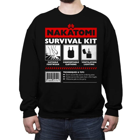 Nakatomi Survival Kit - Crew Neck Sweatshirt Crew Neck Sweatshirt RIPT Apparel Small / Black