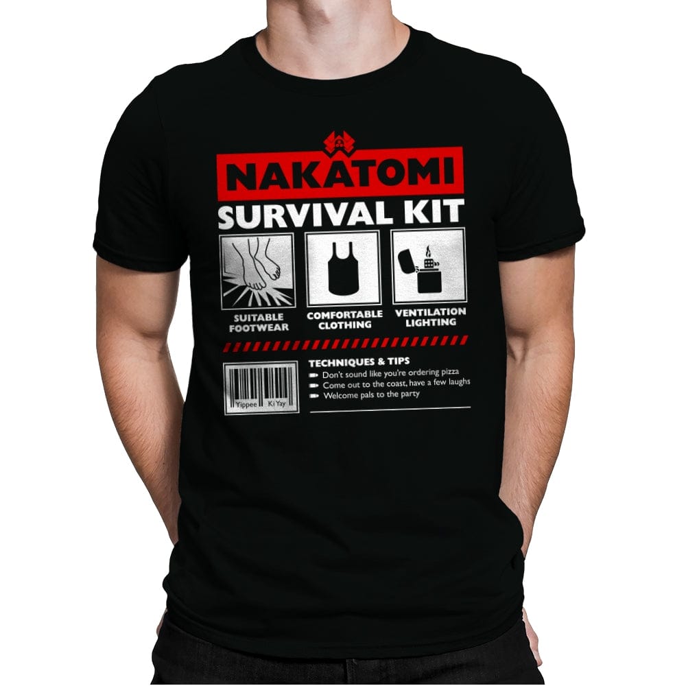Nakatomi Survival Kit - Mens Premium T-Shirts RIPT Apparel Small / Black