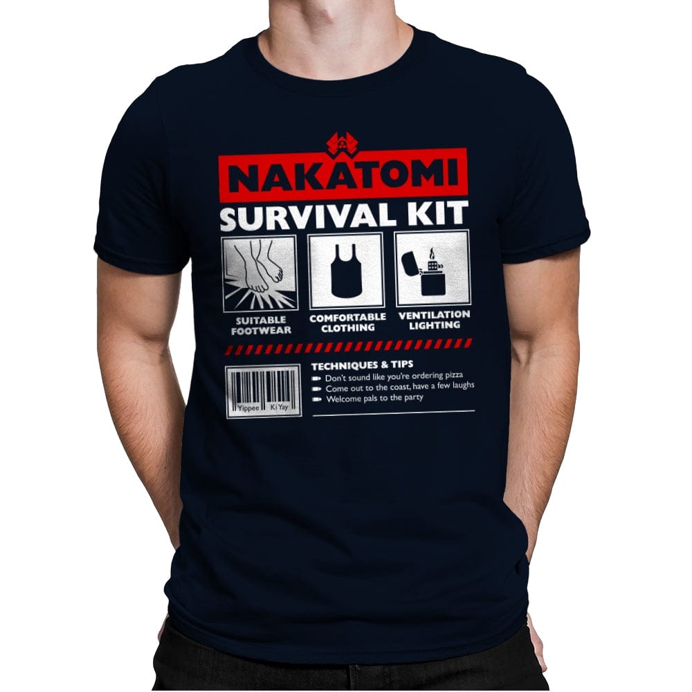 Nakatomi Survival Kit - Mens Premium T-Shirts RIPT Apparel Small / Midnight Navy