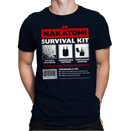 Nakatomi Survival Kit - Mens Premium T-Shirts RIPT Apparel Small / Midnight Navy