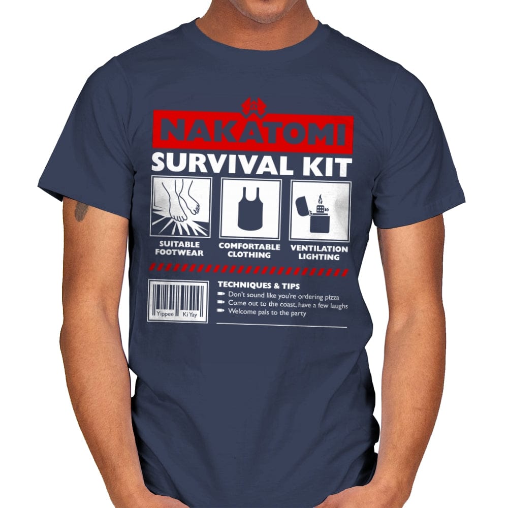 Nakatomi Survival Kit - Mens T-Shirts RIPT Apparel Small / Navy