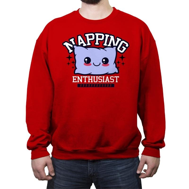Napping Enthusiast - Crew Neck Sweatshirt Crew Neck Sweatshirt RIPT Apparel Small / Red