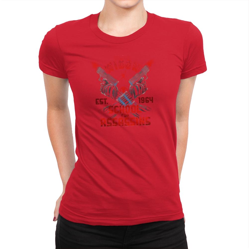 Nat's School for Assassins Exclusive - Womens Premium T-Shirts RIPT Apparel Small / Red