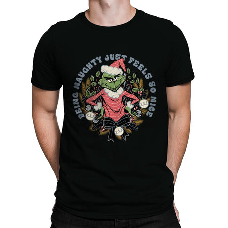 Naughty Grinch - Mens Premium T-Shirts RIPT Apparel Small / Black