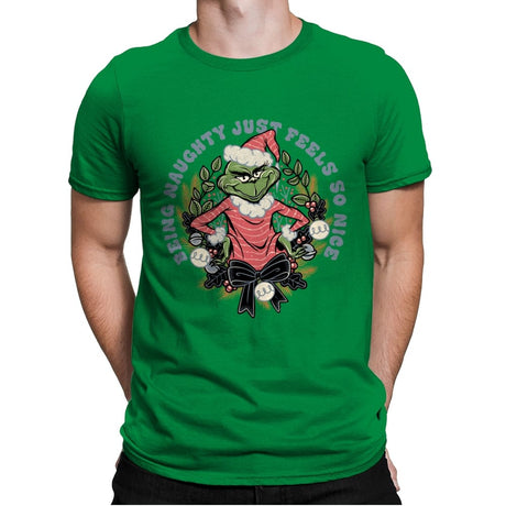 Naughty Grinch - Mens Premium T-Shirts RIPT Apparel Small / Kelly