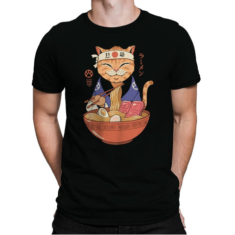 Neko Ramen Lover - Mens Premium T-Shirts RIPT Apparel Small / Black