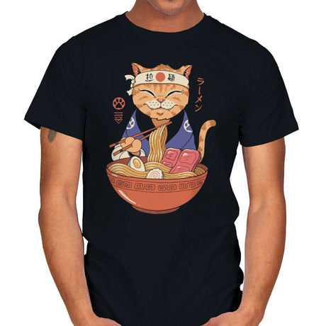 Neko Ramen Lover - Mens T-Shirts RIPT Apparel Small / Black