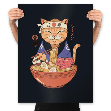Neko Ramen Lover - Prints Posters RIPT Apparel 18x24 / Black