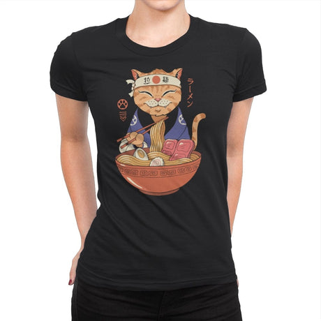Neko Ramen Lover - Womens Premium T-Shirts RIPT Apparel Small / Black