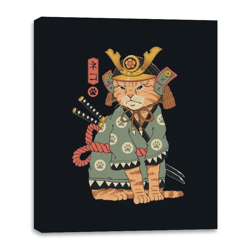 Neko Samurai - Canvas Wraps Canvas Wraps RIPT Apparel 16x20 / Black