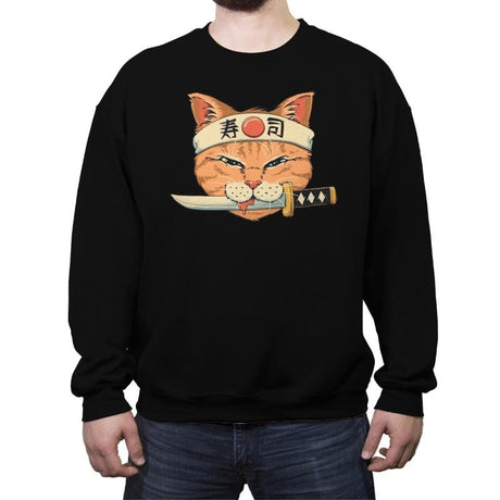 Neko Sushi Catana - Crew Neck Sweatshirt Crew Neck Sweatshirt RIPT Apparel Small / Black