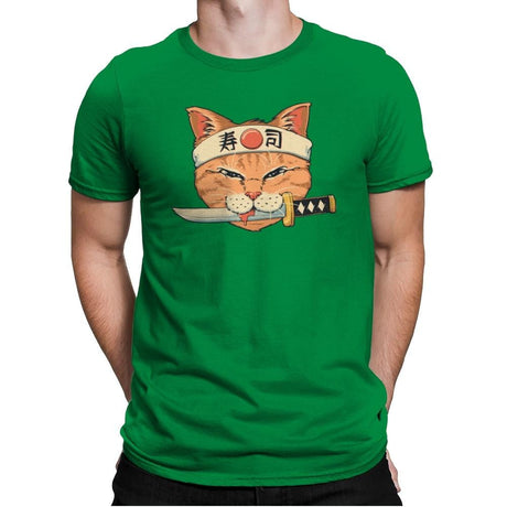 Neko Sushi Catana - Mens Premium T-Shirts RIPT Apparel Small / Kelly