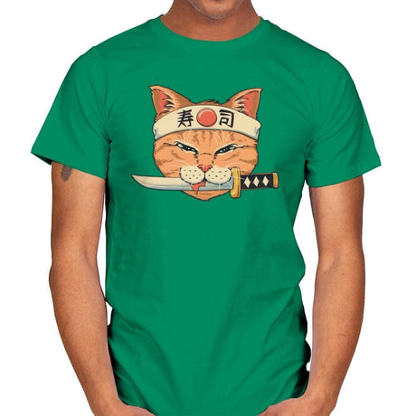 Neko Sushi Catana - Mens T-Shirts RIPT Apparel Small / Kelly