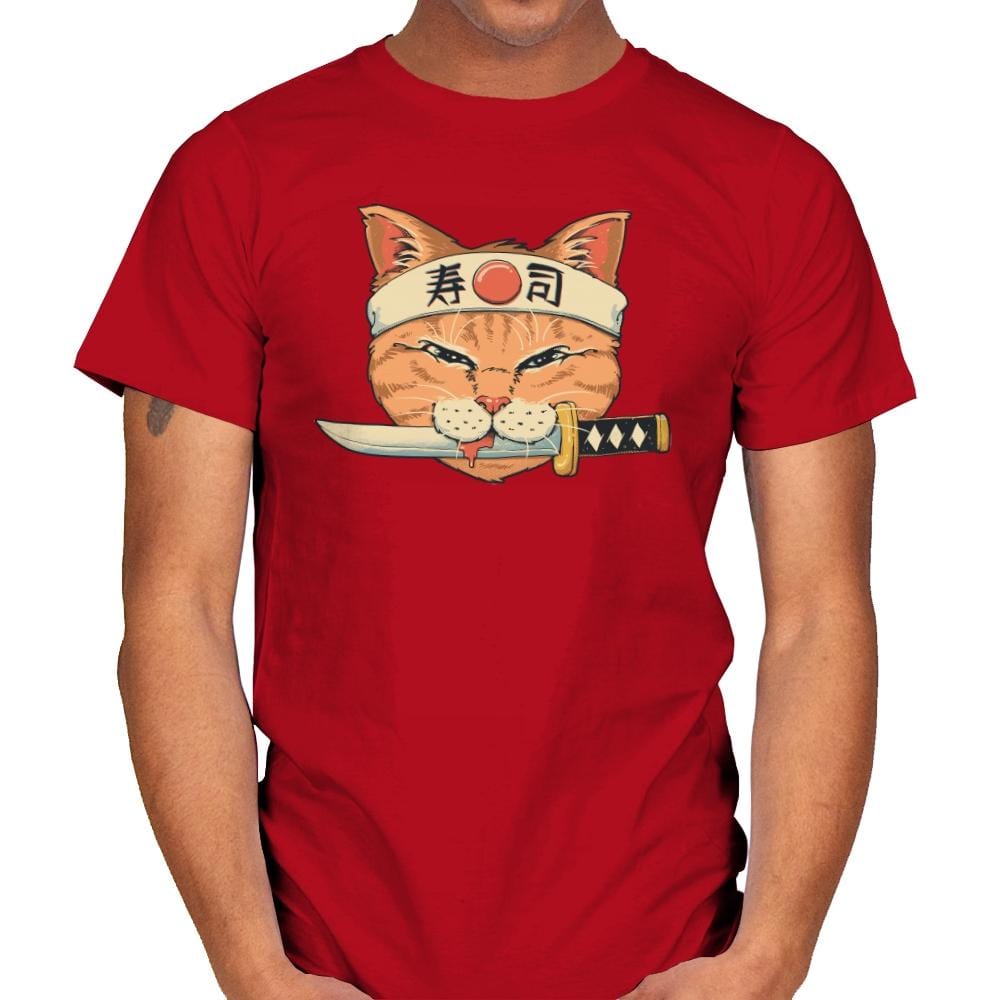 Neko Sushi Catana - Mens T-Shirts RIPT Apparel Small / Red