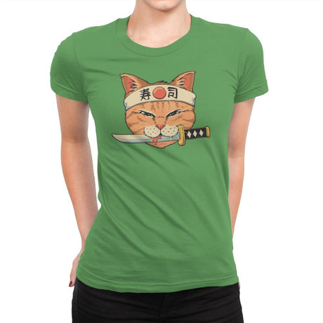 Neko Sushi Catana - Womens Premium T-Shirts RIPT Apparel Small / Kelly
