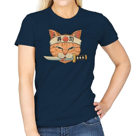 Neko Sushi Catana - Womens T-Shirts RIPT Apparel Small / Navy