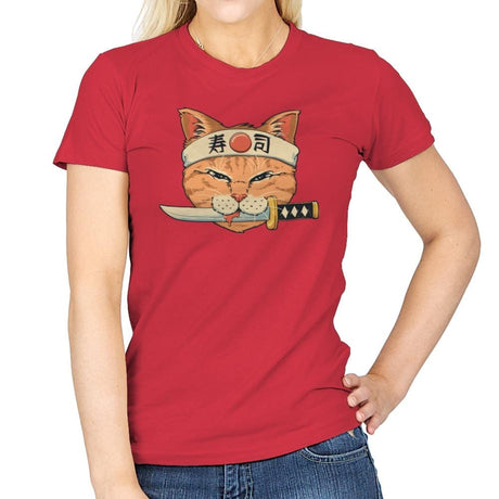 Neko Sushi Catana - Womens T-Shirts RIPT Apparel Small / Red