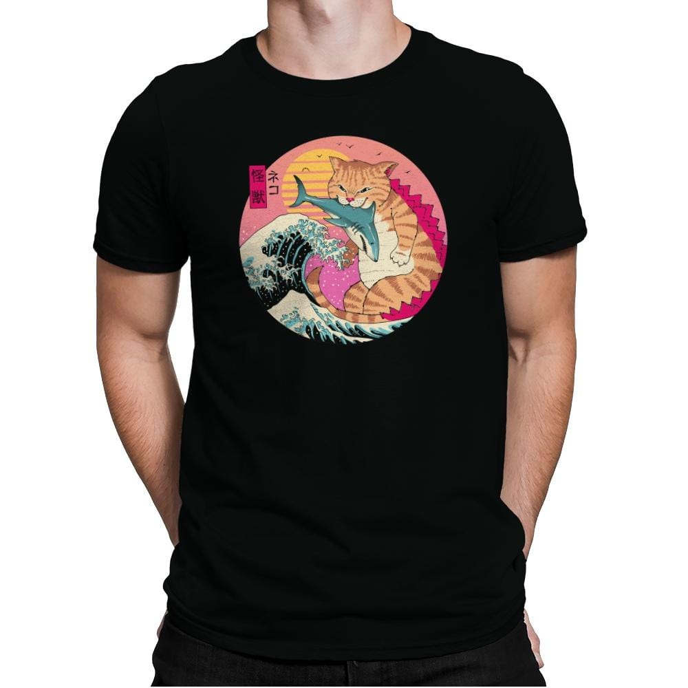 Neko Wave Kaiju - Mens Premium T-Shirts RIPT Apparel Small / Black