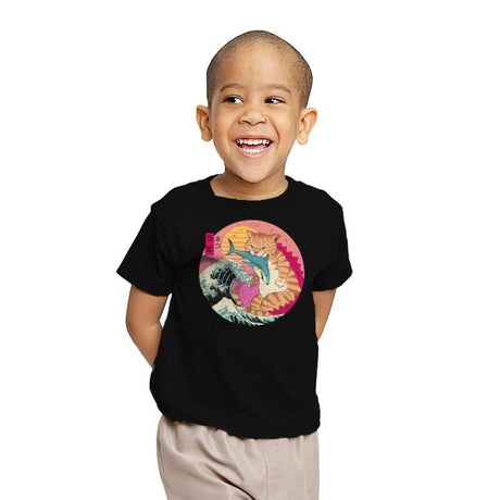 Neko Wave Kaiju - Youth T-Shirts RIPT Apparel X-small / Black