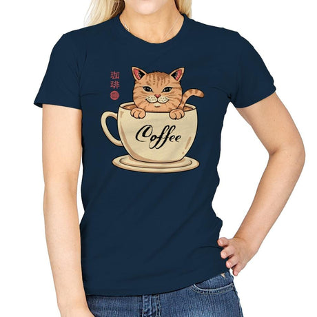 Nekoffee  - Womens T-Shirts RIPT Apparel Small / Navy