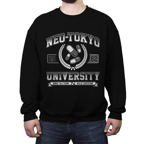 Neo-Tokyo University - Crew Neck Sweatshirt Crew Neck Sweatshirt RIPT Apparel Small / Black