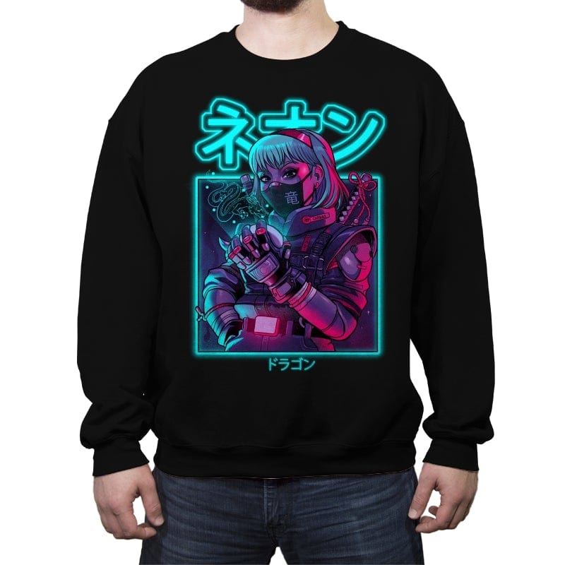 Neon Dragon - Crew Neck Sweatshirt Crew Neck Sweatshirt RIPT Apparel Small / Black