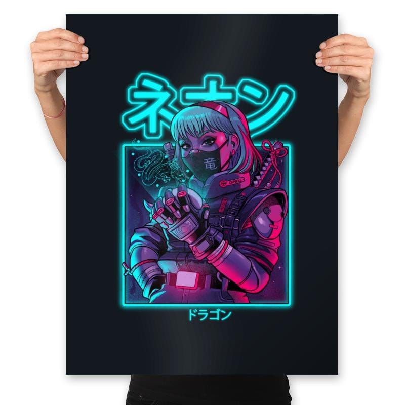 Neon Dragon - Prints Posters RIPT Apparel 18x24 / Black
